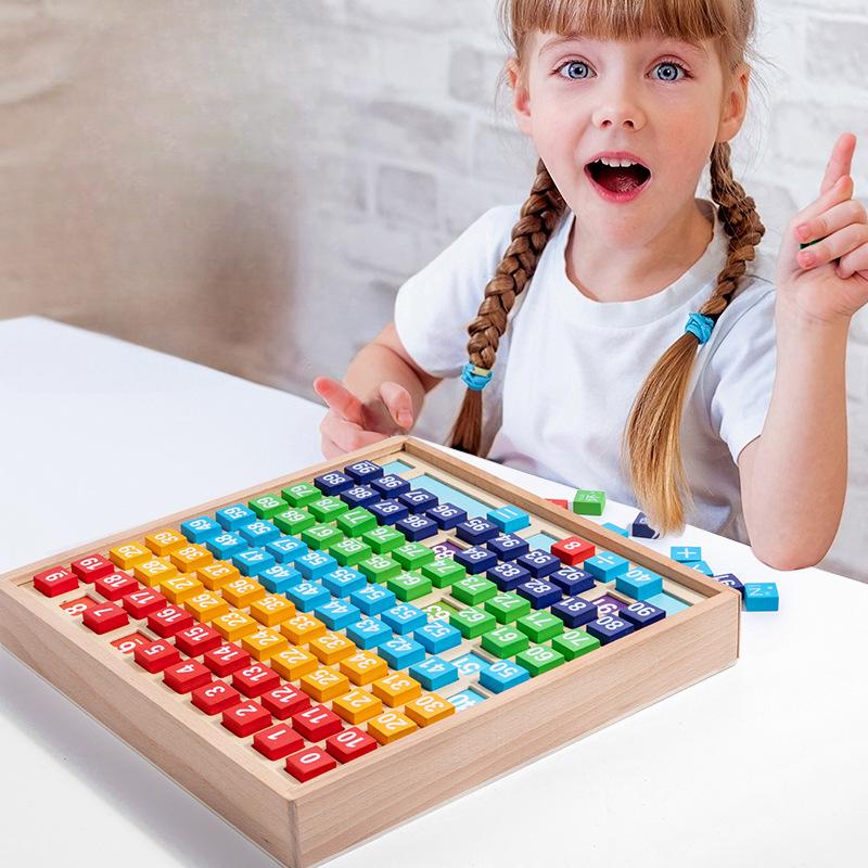 Montessori 1 až 100 Číselné operace Plus a Mínus Stovková tabulka Myšlení Učební pomůcka 3 v 1 Čínský znak Létající šachy Vzdělávací hračka