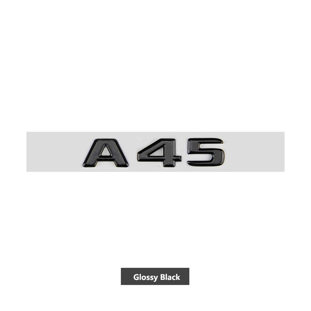 

3D ABS Letters Glossy Black Logo A45S Emblem Car Sticker Fender Side Rear Trunk Bdage for Mercedes A45S W176 W177 Accessories