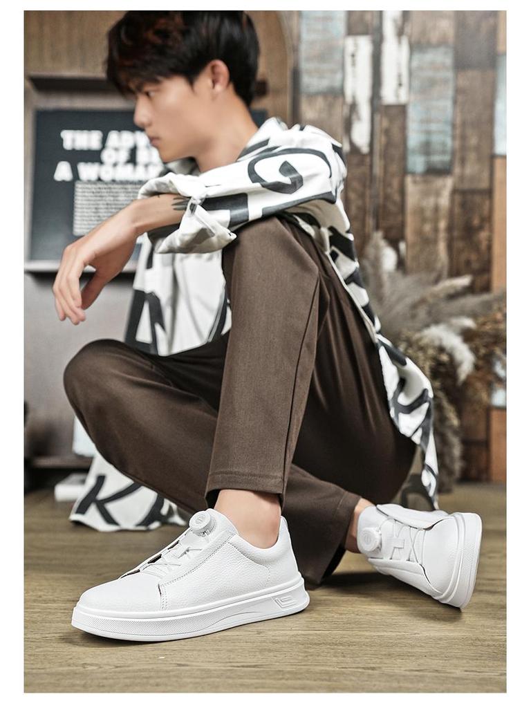 Cardile Crocodile Men's Autumn Skate Shoes: Comfortable, Thick-Soled, Slip-On Leather Casuals