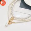 Hi Damen-Halskette, Vintage-Barock-Perlen-Halskette, Herz-OT-Schnalle-Anhänger-Halskette für Frauen, Hochzeit, Braut, Perlenkette, Hals-Accessoires, Schmuck