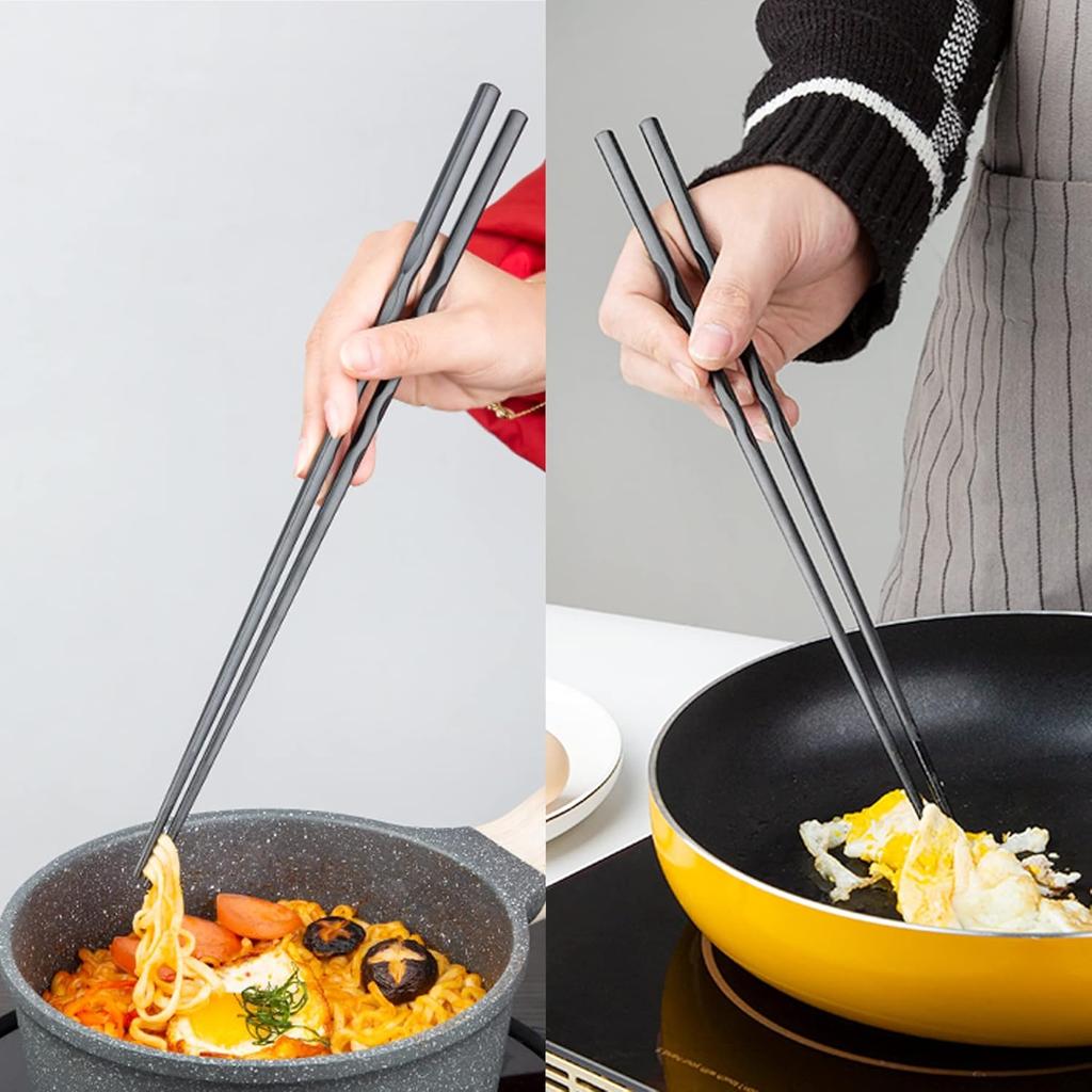 12.6 Inches (32cm) Cooking Extended Chopsticks Reble, 2 Pairs Fiberglass Chop Sticks for Kitchen Noodles Frying Hotpot, Japanese Chinese Extra Long
