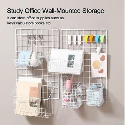 Open Wire Hanging Organizer Basket Hanging Hook Hanging Storage Rack  Grid Panel Accessories