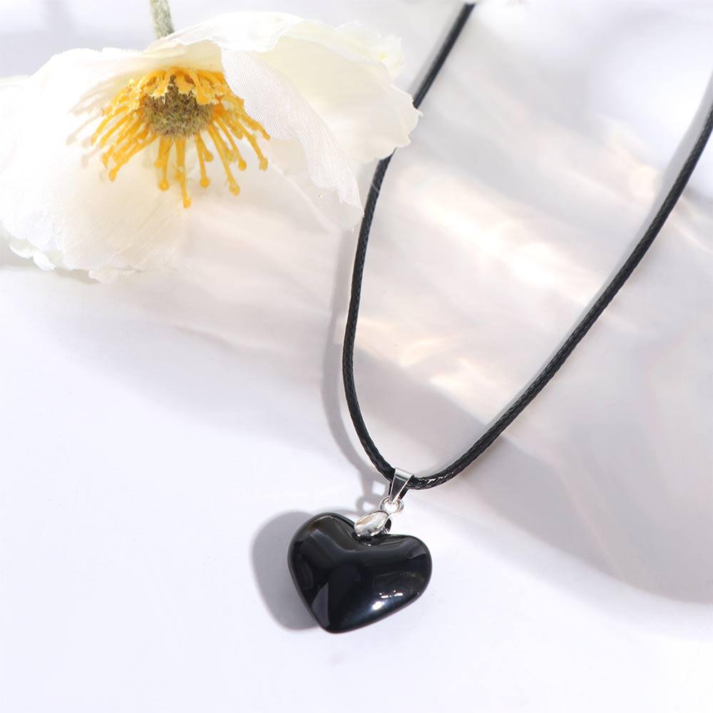 Small Heart Punk Heart Crystal Necklace Vintage Rope Chain Red Heart Pendant Gothic Y2K Jewelry Heart Necklaces Choker Women Men чёрный