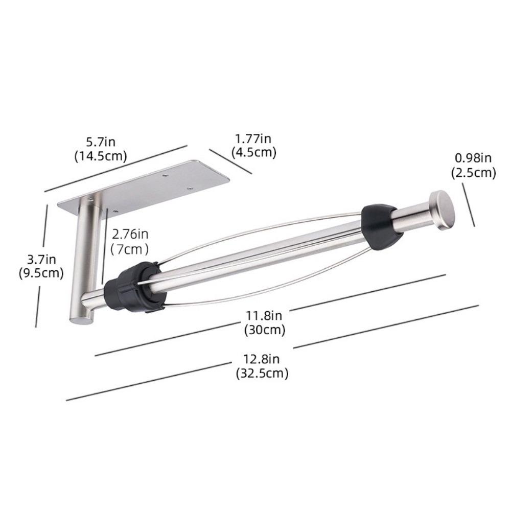 Stainless Steel Paper Roll Holder Adhesive Mount No-Drill Paper Towel Holder Wall Mounted Punch-free Kitchen Organizer