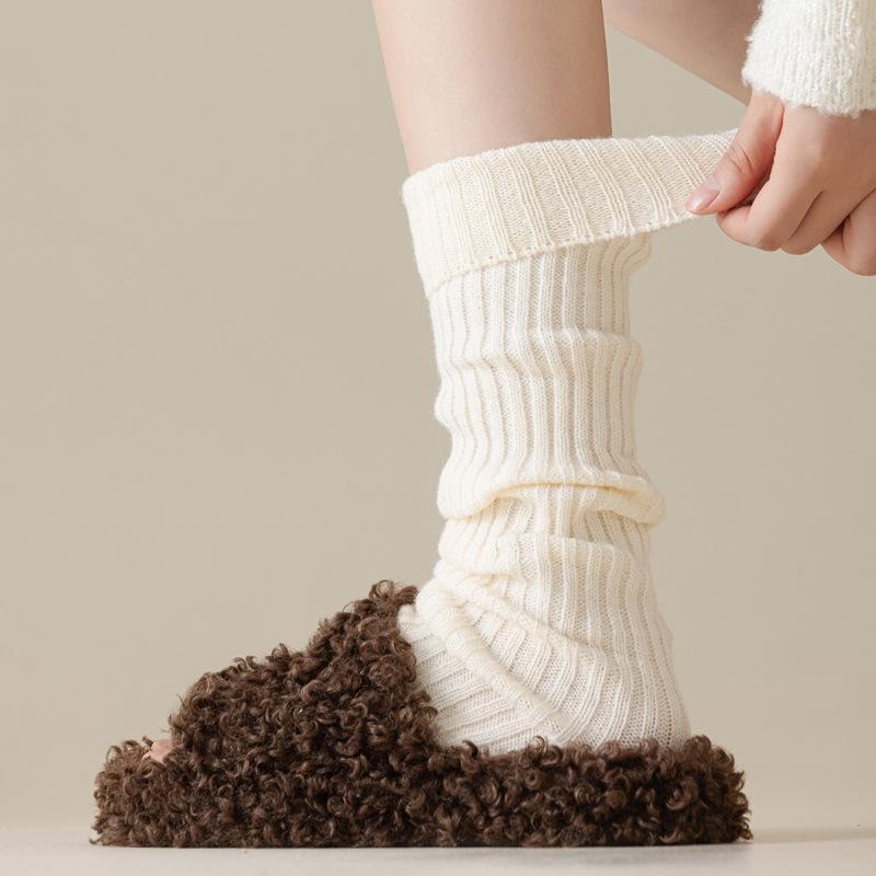5/10 Pairs Women Double Layer Octagonal Flower Rabbit Wool Socks Autumn Winter Retro Coarse Knit Socks