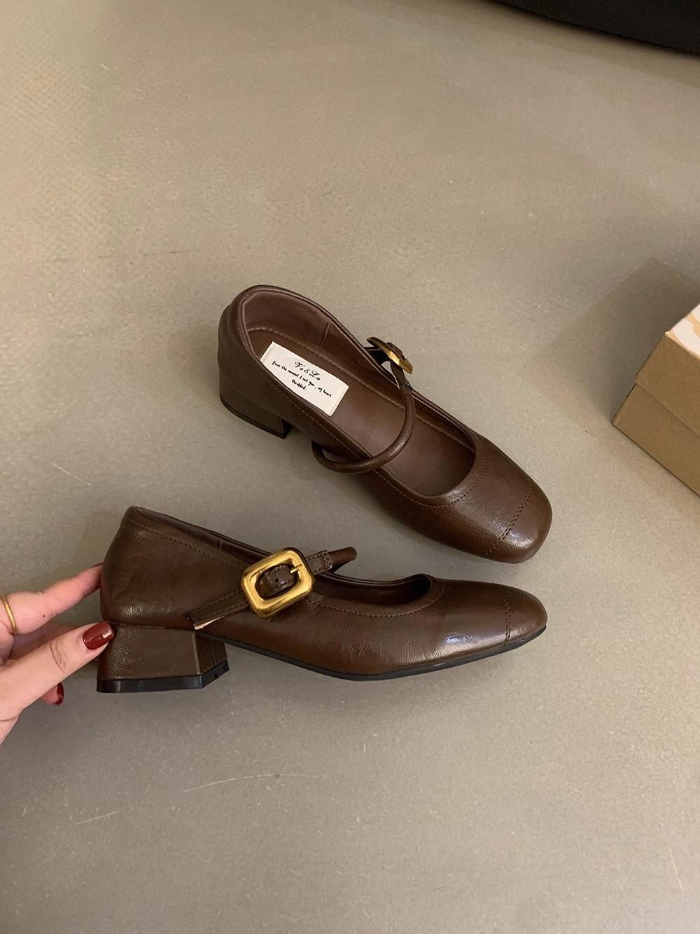 

Женские туфли Мэри Джейн на массивном каблуке в стиле ретро, Осень 2024 – Французский вечерний бриз, корейский стиль 35