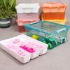Plastový úložný box s děleným tácem Velkokapacitní Průhledný Stohovatelný Úložný koš na hračky Herna Kontejner s víkem