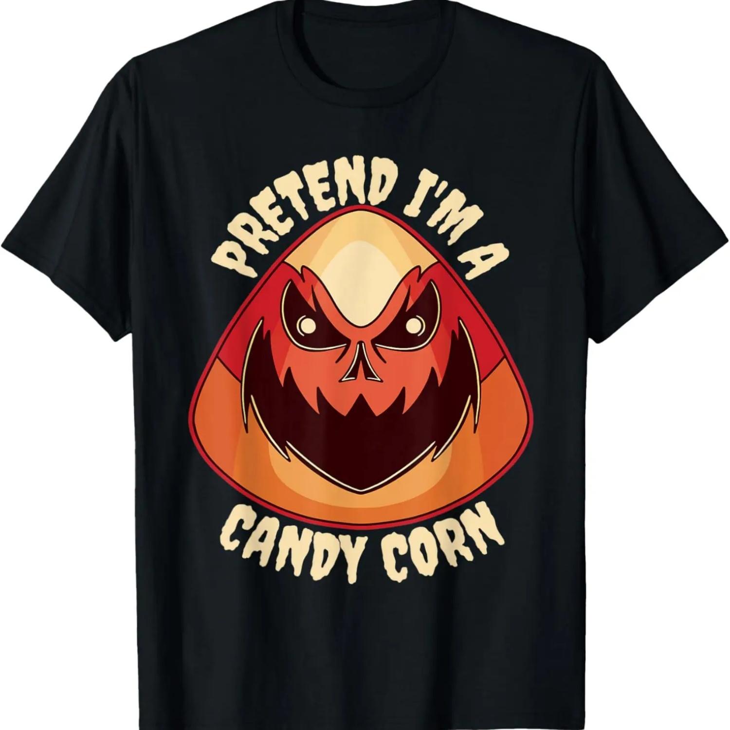 Pretend Im A Candy Corn Graphic Funny Lazy Halloween Costume T-Shirt S