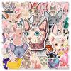 50 Photos of Sphinx Hairless Cat Doodle Cartoon Cat Guka Decorative Water Cup Suitcase Sticker Waterproof