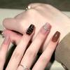 Autumn Maillard Wearable Nail Stickers - Simple Diamond Chain & Coffee Leopard Print Designs