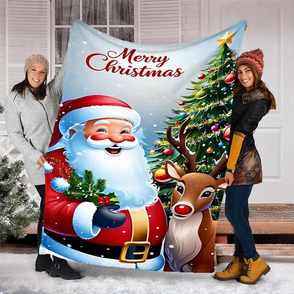 1pc Christmas Santa Claus Outdoor Blanket - Lightweight Flannel Throw For Travel, Camping, Gifts For Family Or Friends Yy251114254
