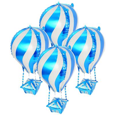 4Pcs Hot Air Balloon Shaped Foil Balloon Aluminum Film Inflatable Decoration for Kids Birthday Party Celebration Joyful