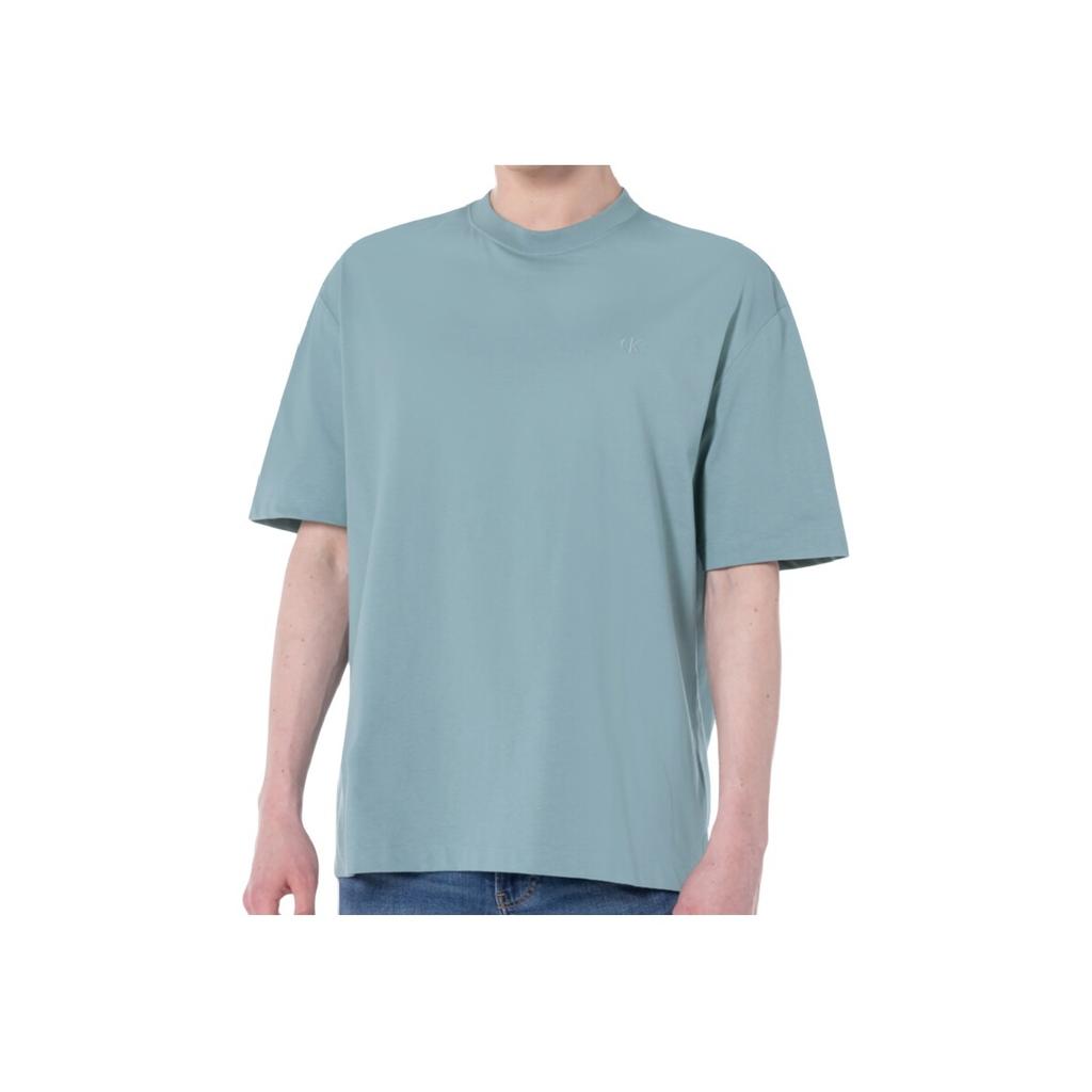 Calvin Klein Casual Minimalist Letter Embroidered Round Neck Short Sleeve T-Shirt Men Tops Blue Gray 40HM229-AYY