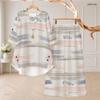 Women Plus Size Printed Two Piece Set Round Neck 3 4 Sleeve High Low Top Wide Leg Pants