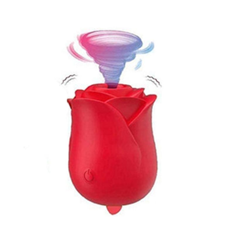 Rose Shape Double Headed Vagina Sucking Telescopic Vibrator Nipple Sucker Oral Licking Clitoris Stimulation Sex Toys For Women