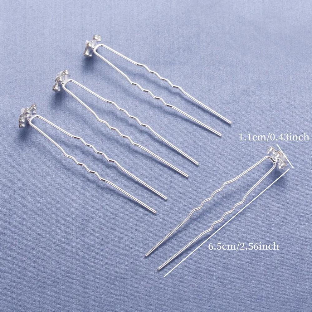 20pcs Crystal Flower Bridal Headwear Rhinestone Hair Pins Hair Barrettes U-Shape Hair Clips Bridal Wedding Women Hair Jewelry
