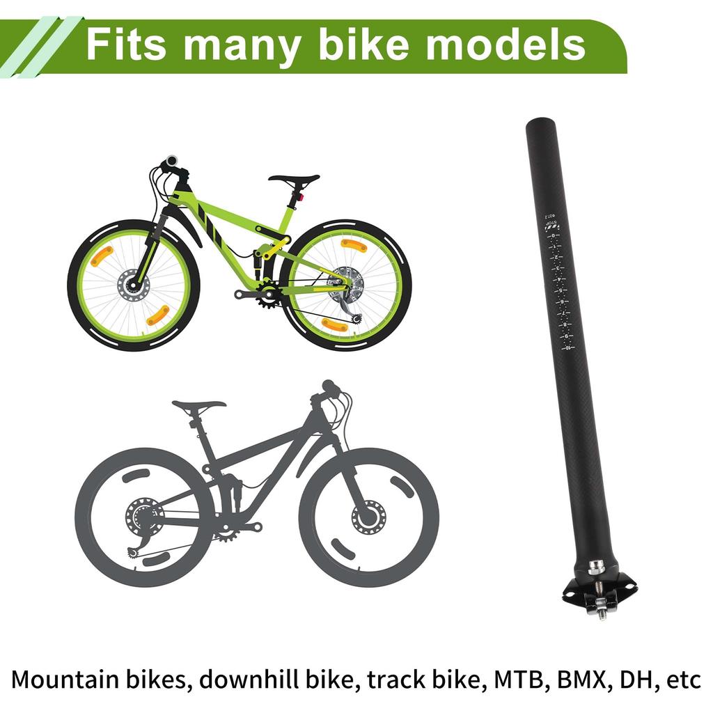 HOPESPANNER Universal 27.2x350mm Carbon Fiber Pattern Matte Black Bicycle Seatpost Shock Absorbing Bike Saddle Post Seat Tube Carbon Fiber 1 Piece