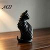 Elegant Cat Ornament for Wine Cabinet 3D Printed Sculpture, Modern Style Matte Statue, Black Versatile Decoration Home Office And White PLA Aesthetic