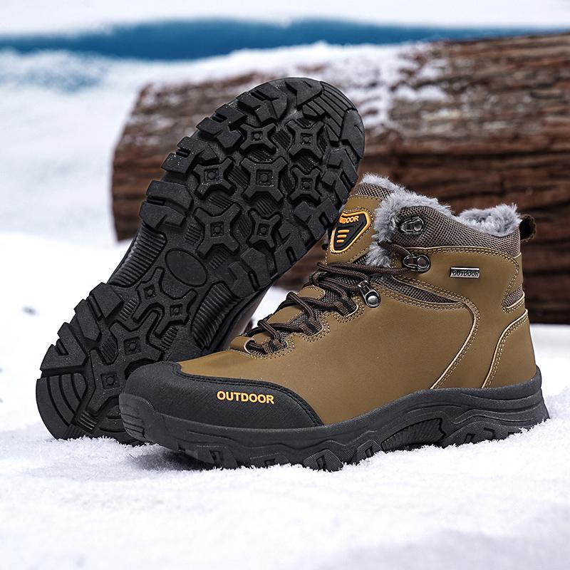 39-46 Men Winter Snow Boots For Waterproof Leather Sneakers Super Warm Men's Boots Outdoor Male Hiking Boots Work Shoes Size 39-48