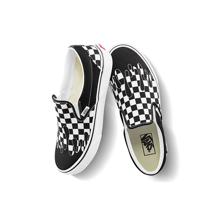 Vans Classic Slip-On Paint Drip Checkerboard Unisex Sneakers Black True-White VN0A5AO86UP