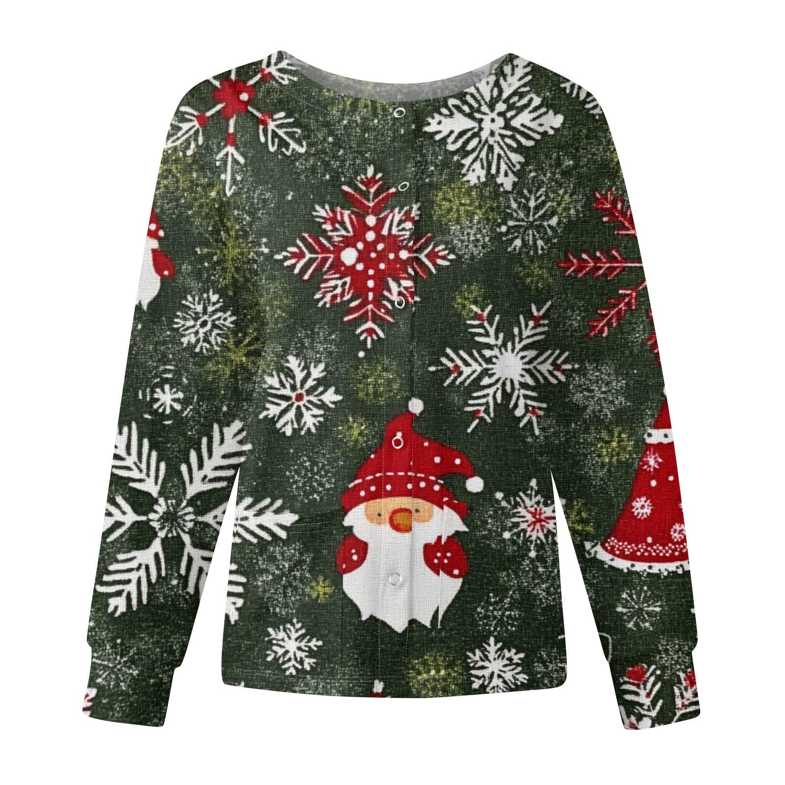 

Женские топы с длинными рукавами и карманами, рабочий воротник-стойка, однобортный защитный комбинезон, куртка, рождественский топ L