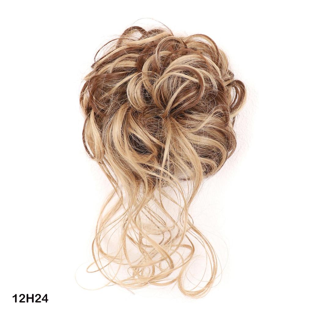 Synthetic Curly Messy Bun Elastic Hair Tie With Long Tendrils Fluffy Chignon Hairpiece For Women Cosplay Daily Hairstyle