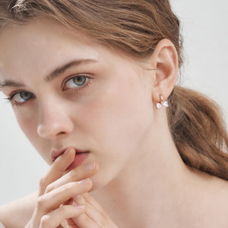 CRANNE 14K GF Heart Ribbon One-Touch Earrings C24EGF218