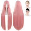 CaseEden Cosplay Wig, Long, 100cm, Heat-Resistant, Pink, Muted Pink, Includes 2 Wig Nets