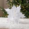 New 26CM Artificial Poinsettia Flower Sequins Sparkling Simulation Flowers Glitter Sequins Flower Christmas Tree Accessory