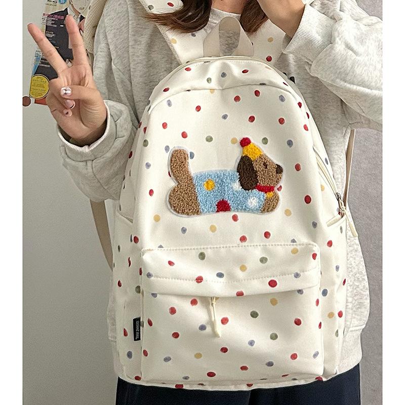 Casual Dog Backpack High Value Cute College Student Backpack Female Simple Versatile Junior High School Student Schoolbag