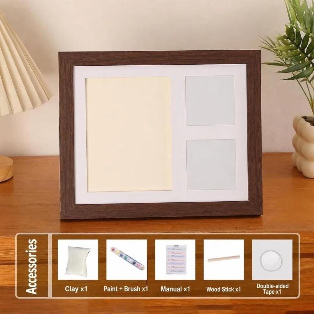 1 sada DIY sady otisků tlapek domácích mazlíčků Rámeček Hliněná hmota schnoucí na vzduchu Dřevěný rámeček Rámeček s otiskem tlapky psa Rám na fotografie Netoxická hlína Rámeček s otiskem tlapky kočky