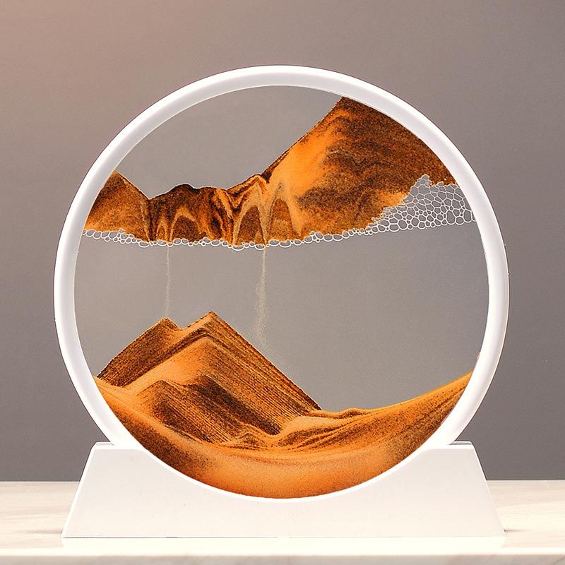 3D Sandscape Moving Sand Art Picture Quicksand Craft Round Glass Deep Sea Liquid Hourglass Flowing Sand Painting Home Decor Gift