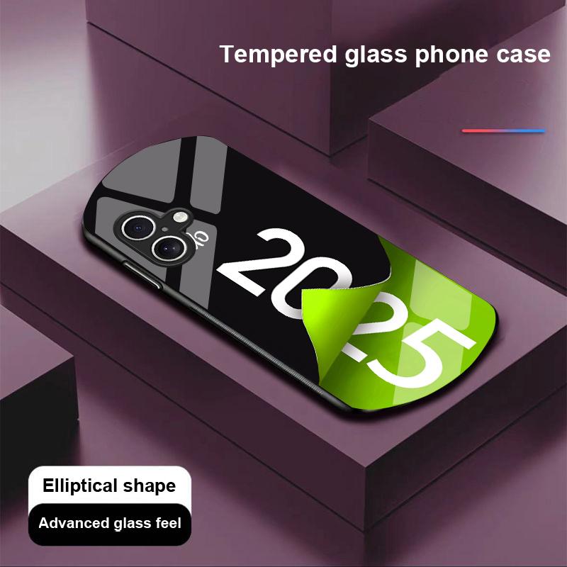 

Новый год 2025 Для Apple iPhone 16 11 13 15 14 Pro Max 12 Mini 7 8 Plus XR X XS Чехол для телефона из закаленного стекла эллиптической формы For iPhone 13 Mini