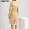 BITCED Women's Long Trench Coat with Waist Cinch Cotton-Blend Fashion Jacket with Long Sleeves