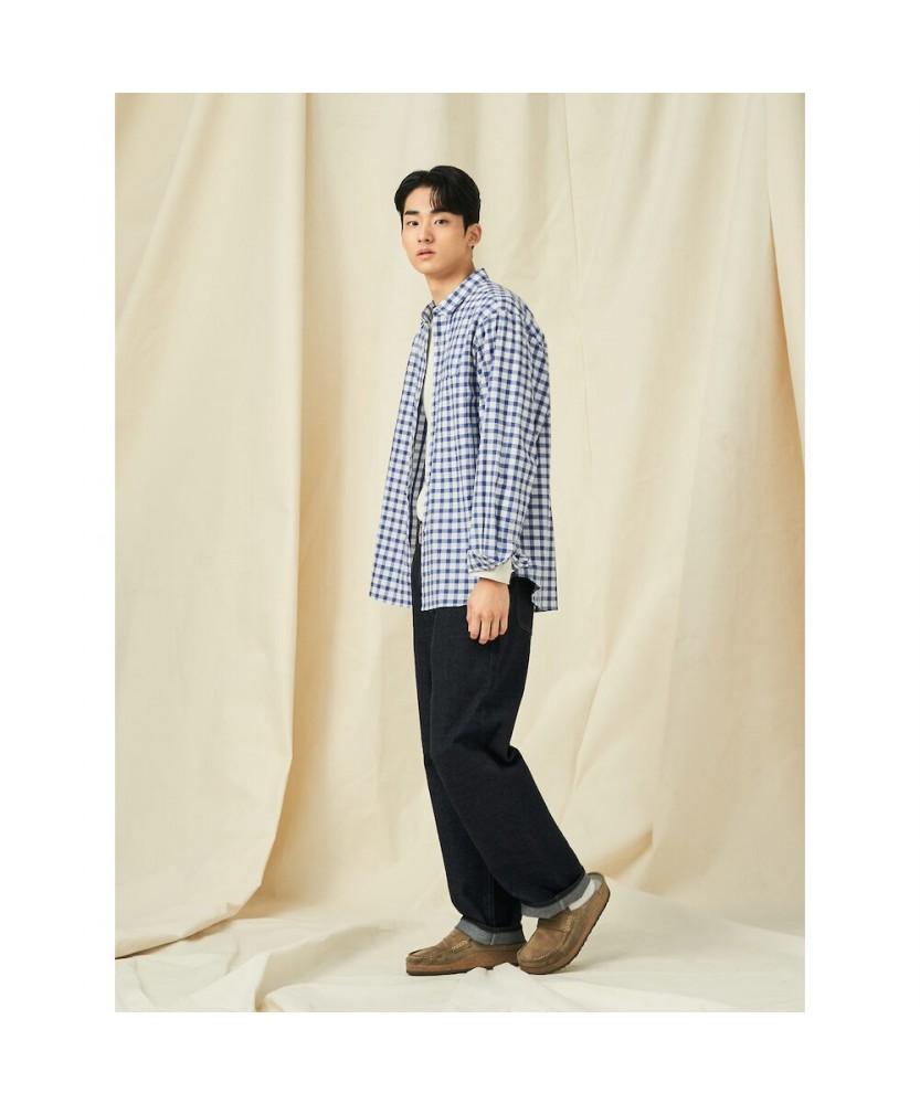 Binpolmen Melange Check Shirt Navy (Bc5164C31R)