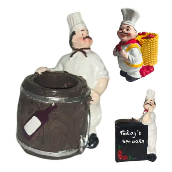 Fat Chef Resin Figurine Toothpick Holder Resin Chef Statue Sculpture Home Cafe Restaurant Kitchen