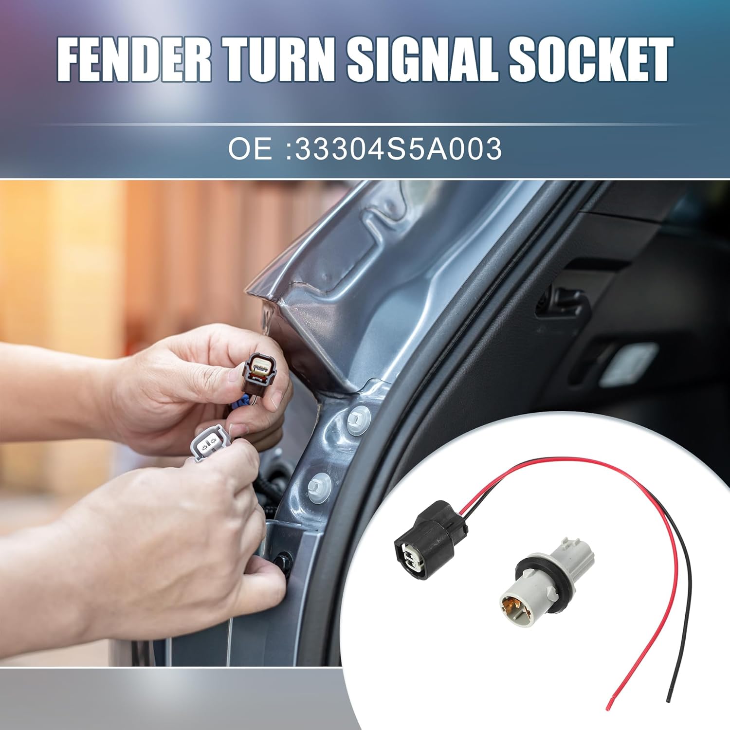 

Fender Turn Signal Socket with Wire Harness Turn Signal Lamp Socket Parking Light Bulb Socket for Honda CRV 2015-2016 Plastic Gray (Set of 2)