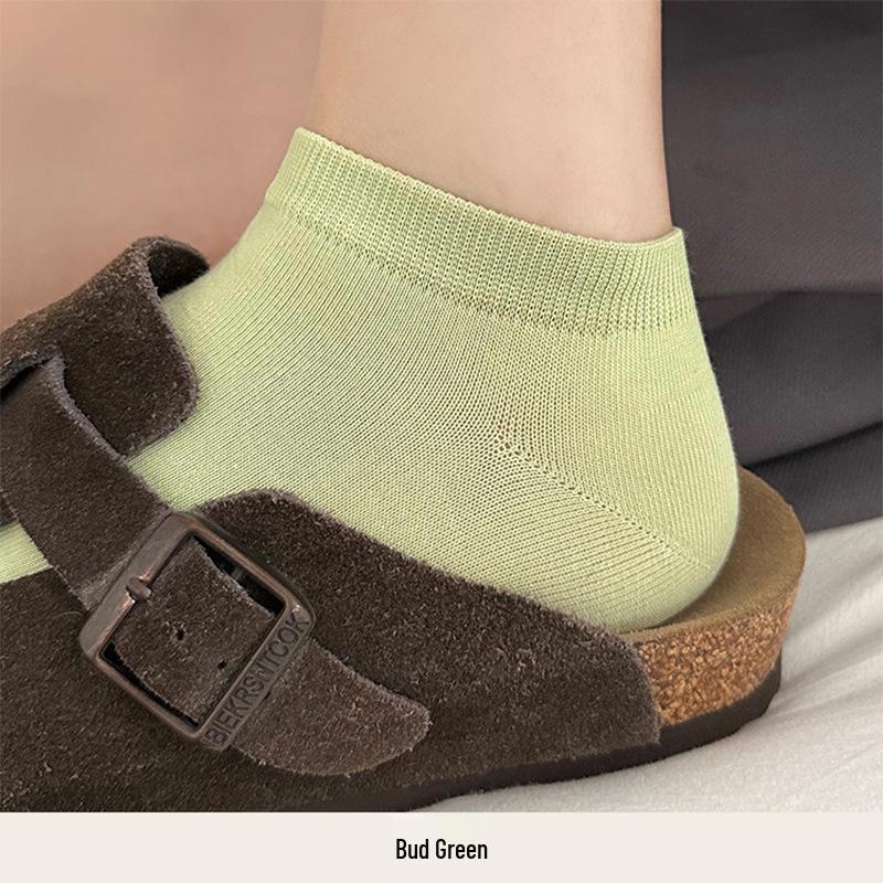 Женские невидимые короткие носки из чистого хлопка с нескользящей подошвой - Дышащие и удобные носки для универсального ношения bud зеленый