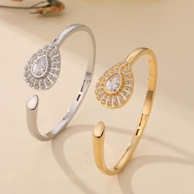 Water Drop Zircon Open-ended Women's Bracelet, Fashionable, Simple and High-end Bracelet