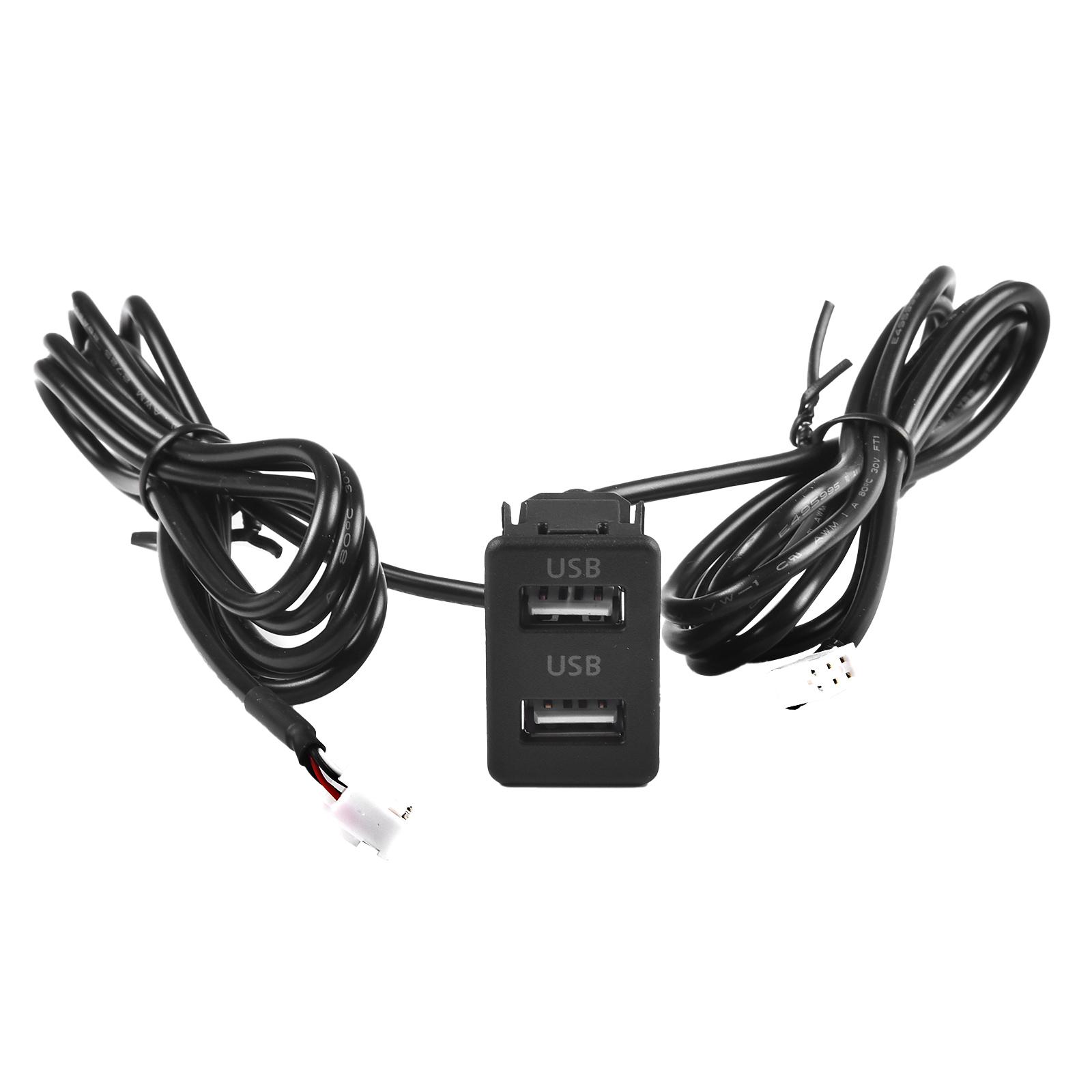 

Car Dash Mount Dual USB Port Panel Interface Extension 145cm Cable Adapter Dual USB TypeC Port Panel AUX Extension Cable Adapter чорний
