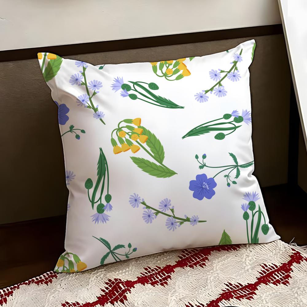 Spring Wildflowers Cushion Cover Reversible Soft Durable Pillow Cover Home  Car MultiScene Use for Daily Comfort