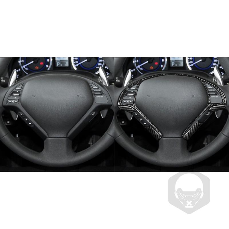For Infiniti G35 G37 G25 Q60 2007-2015 Real Soft Carbon Fiber Stickers Steering Wheel Control Panel Car Accessories Decorative