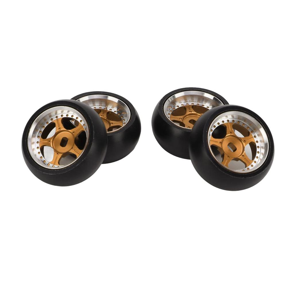 Acogedor RC Drift Tires for K969, K989, and P929 128 RC Cars, Hard Plastic Tires with Aluminum Alloy Wheel Rims, High Wear Resistance and Strong