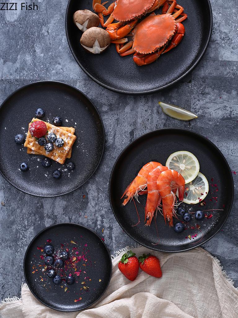 Keramik Steakteller Salatteller Pastateller Europäischer Stil Marmorierungsteller Küchenzubehör Restaurantdekoration Geschirr