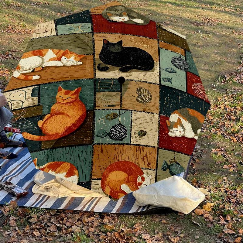 1PC cats quilt Umbrella-8-Rib Reinforced Portable Folding Travel Suitable for All Seasons Outdoor Daily Use -J0399