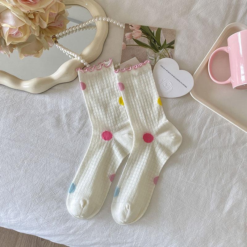 Damen Sommer Dünne Farbe Tupfen Streifen Punkt Netz Hohl Atmungsaktiv Nahtlose Röhrensocken