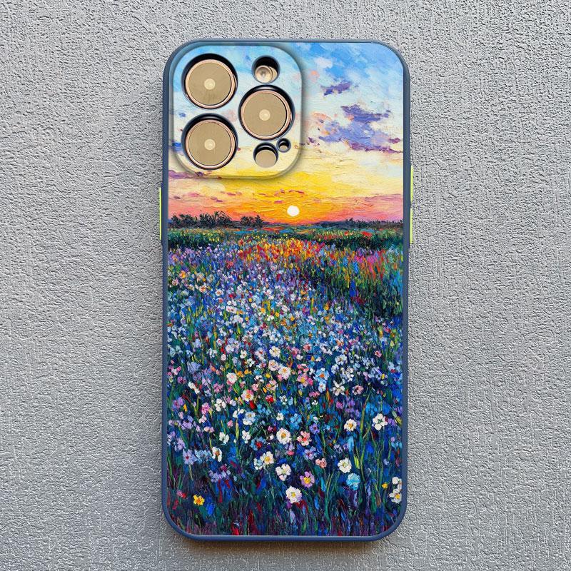 Aesthetic Beauty Sunset Flower Field Phone Case For iPhone 16 13 12 Mini 11 Pro Max 14 15 Plus Pro Max XS X XR 7 8 SE2 Covers