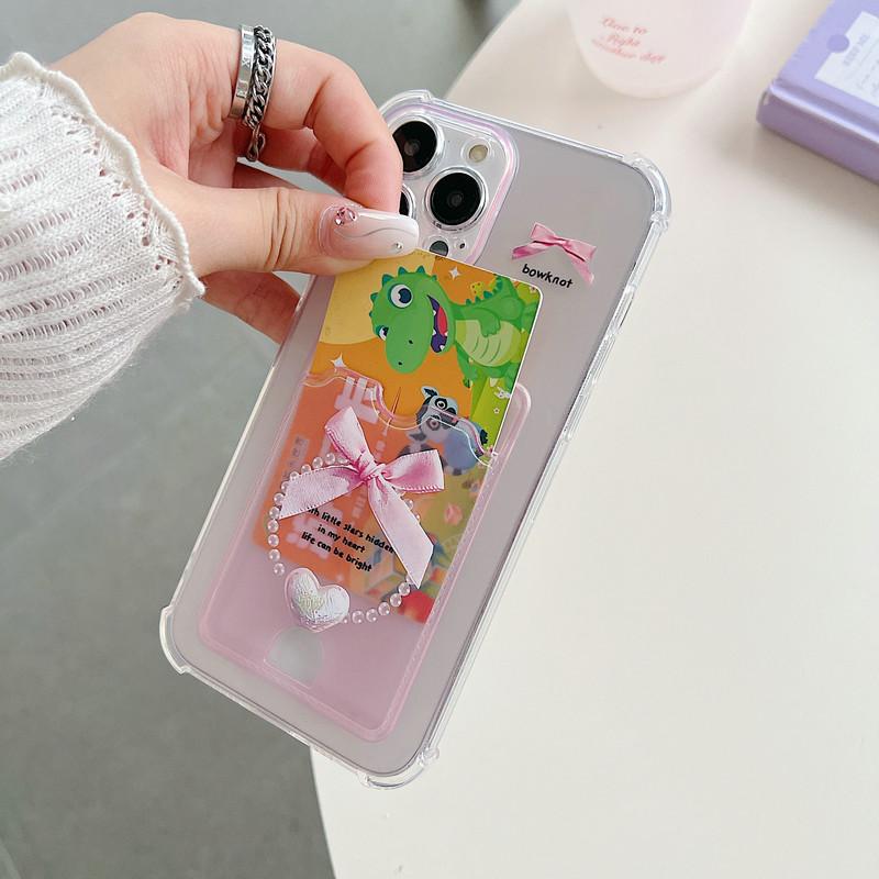 Lovely Bowknot Printed Soft TPU Clear Shockproof Casing Protective Cover Transparent Full Back Case