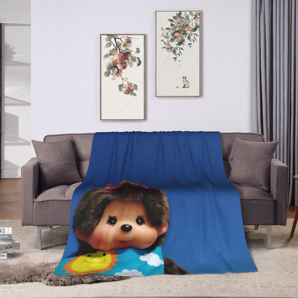 Cute Monchhichis Blankets Coral Fleece Plush Summer Breathable Super Soft Throw Blanket for Sofa Outdoor Quilt