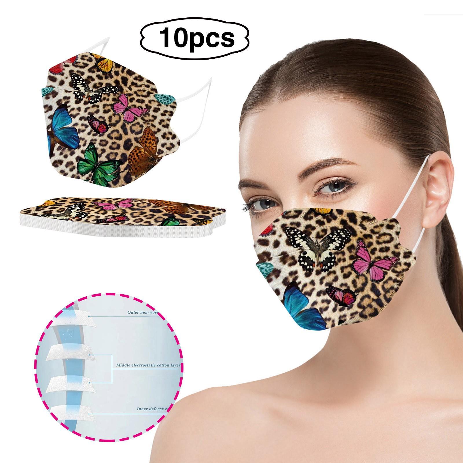 

Взрослая леопардовая бабочка с принтом на открытом воздухе профилактическая маска для лица 20X8CM